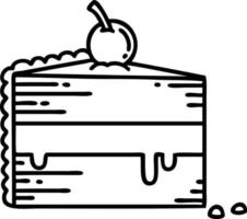 tattoo in black line style of a slice of cake vector