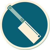 sticker of tattoo in traditional style of a meat cleaver vector