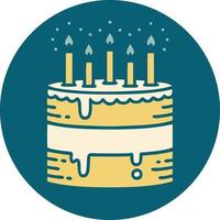 iconic tattoo style image of a birthday cake vector