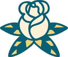 iconic tattoo style image of a single rose vector