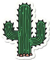 pegatina de tatuaje al estilo tradicional de un cactus vector