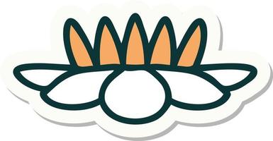 sticker of tattoo in traditional style of a lily pad flower vector