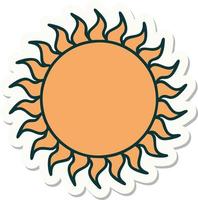 sticker of tattoo in traditional style of a sun vector