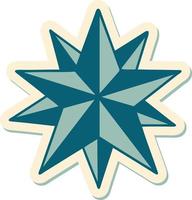 sticker of tattoo in traditional style of a star vector