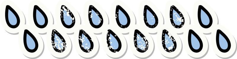 distressed sticker tattoo in traditional style of rain drops
