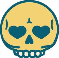 imagen icónica de estilo tatuaje de una calavera vector