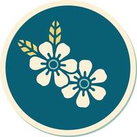 sticker of tattoo in traditional style of a flower vector