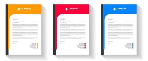 corporate modern letterhead design template set with yellow, blue and red color. creative modern letter head design templates for your project. letterhead design. letter head design. vector