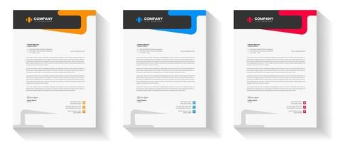 corporate modern letterhead design template set with yellow, blue and red color. creative modern letter head design templates for your project. letterhead design. letter head design. vector