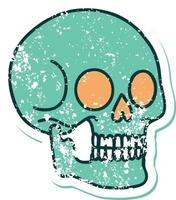 iconic distressed sticker tattoo style image of a skull vector