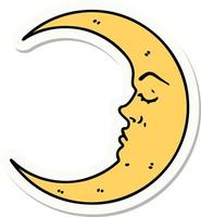 sticker of tattoo in traditional style of a crescent moon vector