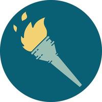 iconic tattoo style image of a lit torch vector