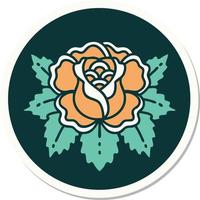 sticker of tattoo in traditional style of a rose vector