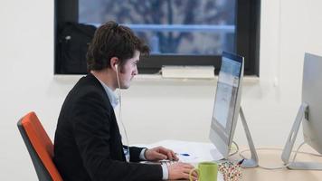 startup business, software developer working on desktop computer photo