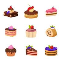 Set of sweet bakery and cake vector