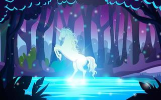 Angel unicorn in the enchanted forest vector