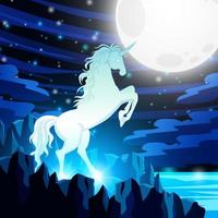 Unicorn in the enchanted lake vector