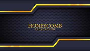 Elegant black and gold abstract background with honeycomb texture vector