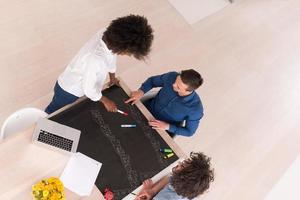 top view of Multiethnic startup business team on meeting photo