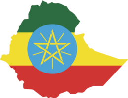 Ethiopia map city color of country flag. png