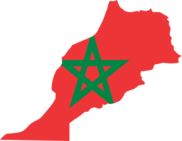 Morocco map city color of country flag. png