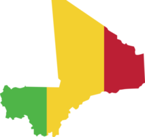 Mali map city color of country flag. png