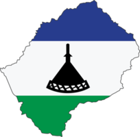 Lesotho map city color of country flag. png
