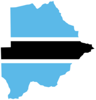 Botswana map city color of country flag. png