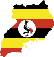 Uganda map city color of country flag. png