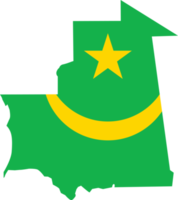 Mauritania map city color of country flag. png