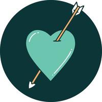 iconic tattoo style image of an arrow and heart vector