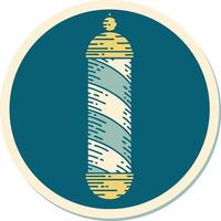 sticker of tattoo in traditional style of a barbers pole vector