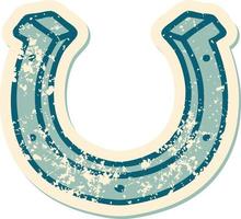 iconic distressed sticker tattoo style image of a horse shoe vector