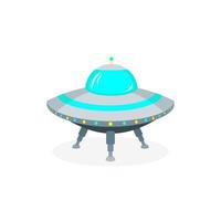 UFO flying saucer isolated on a white background. Stock vector illustration.