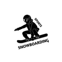 snowboarder en estilo blanco y negro simple aislado sobre fondo blanco con texto. ilustración de stock vectorial. vector