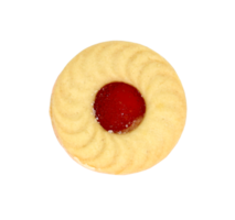 round chocolate chip cookie with strawberry cream  isolated on transparent background png file