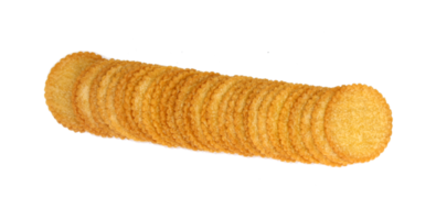 a row of round cracker isolated on transparent background png file