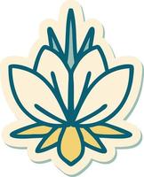 tattoo style sticker of a water lily vector