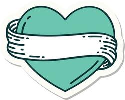 tattoo style sticker of a heart and banner vector