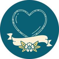 tattoo style icon of a heart and banner vector