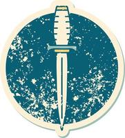 distressed sticker tattoo style icon of a dagger vector