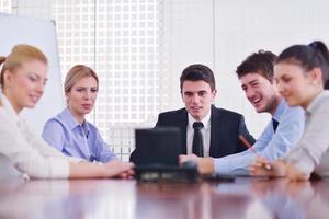 business people in a video meeting photo