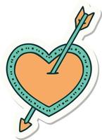 tattoo style sticker of an arrow and heart vector