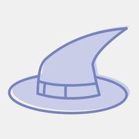 icon witch hat.icon en estilo de dos tonos. adecuado para impresiones, afiches, volantes, decoración de fiestas, tarjetas de felicitación, etc. vector