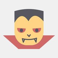 icono dracula vampire.icon en estilo plano. adecuado para impresiones, afiches, volantes, decoración de fiestas, tarjetas de felicitación, etc. vector