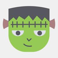 icono frankenstein zombie.icon en estilo plano. adecuado para impresiones, afiches, volantes, decoración de fiestas, tarjetas de felicitación, etc. vector