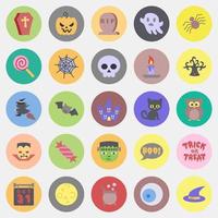 conjunto de iconos elementos de halloween.icono en estilo mate de color. adecuado para impresiones, afiches, volantes, decoración de fiestas, tarjetas de felicitación, etc. vector