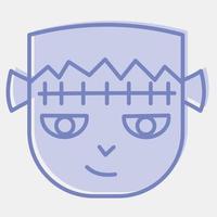 icon frankenstein zombie.icon en estilo de dos tonos. adecuado para impresiones, afiches, volantes, decoración de fiestas, tarjetas de felicitación, etc. vector