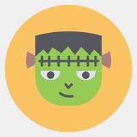 icono frankenstein zombie.icon en estilo mate de color. adecuado para impresiones, afiches, volantes, decoración de fiestas, tarjetas de felicitación, etc. vector