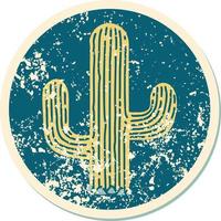 icono de estilo de tatuaje de pegatina angustiado de un cactus vector